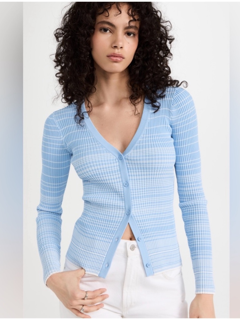 NWOT STAUD Cargo Cardigan in French Blue and White Stripes Women’s Medium